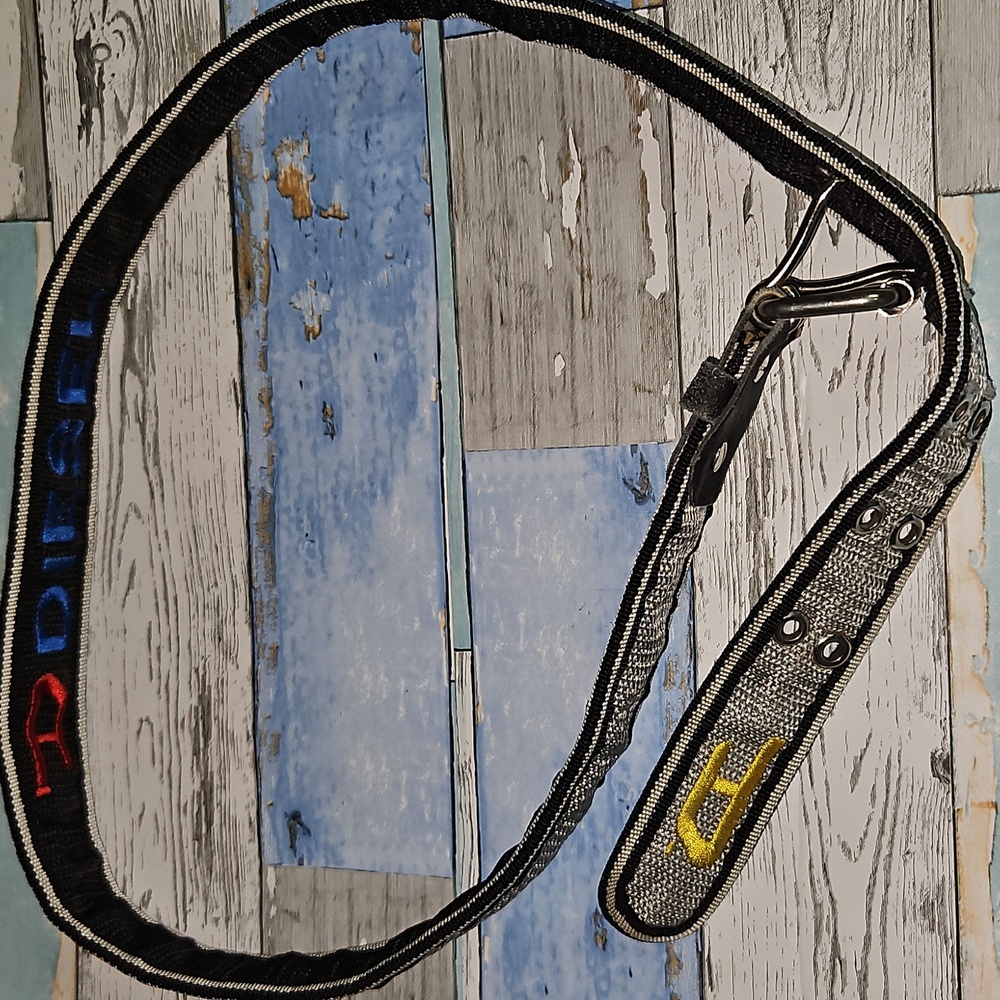 Diesel- Black and Gray Canvas Belt 4ft Long/36" Doubled Folded - Picture 2 of 12